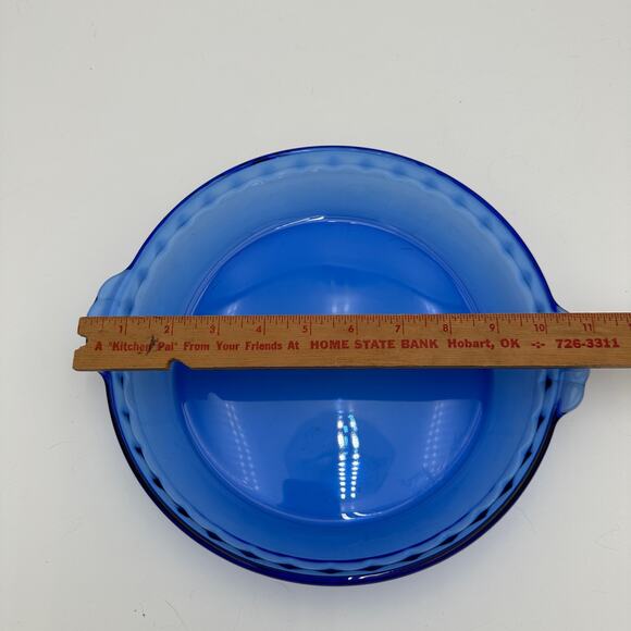 Vintage Pie Plate Pyrex Cobalt Blue 229 11 inch Scalloped Deep Dish - Picture 3 of 5